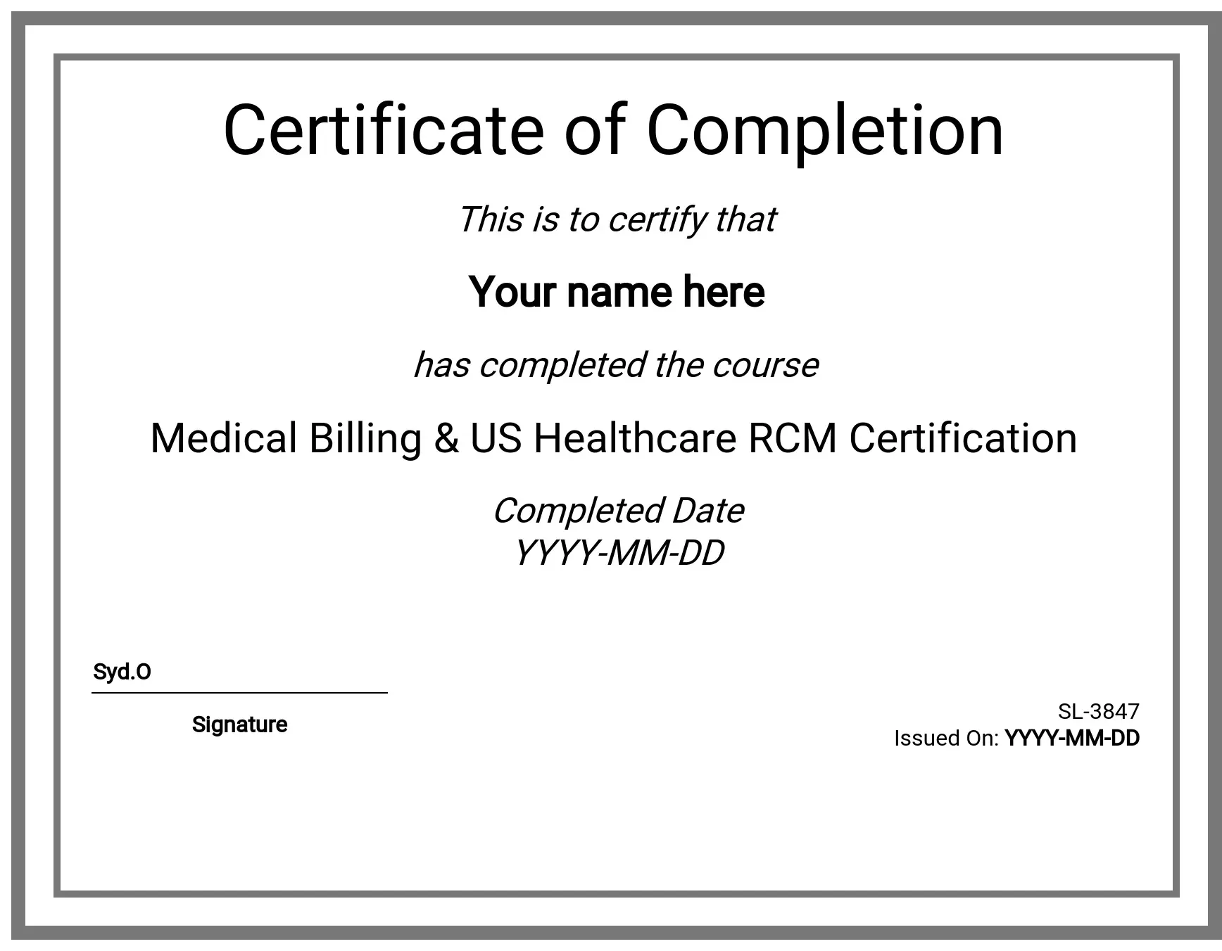 Bills Certification